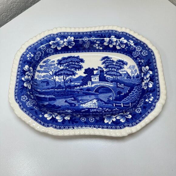 Antique English Copeland Spode's Tower Blue/White Serving Platter 9.5" x 7" EUC - Picture 2 of 10